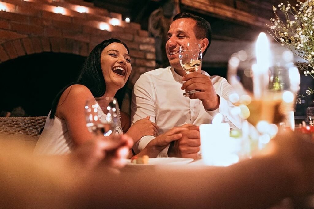 Cute couple having dinner